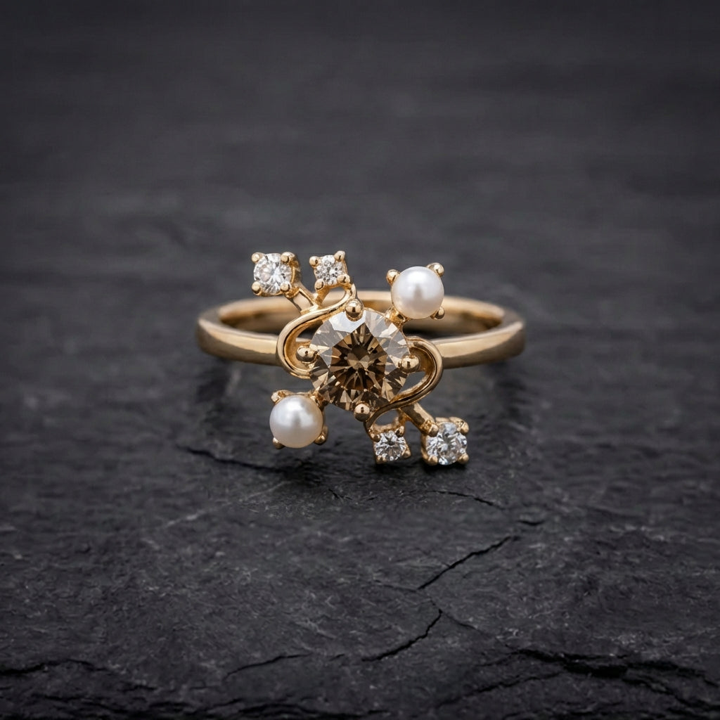 Elegant Diamond Pearl Ring 40733635