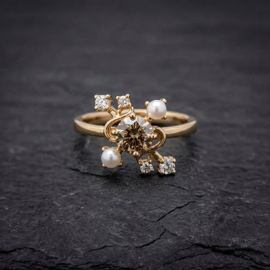 Elegant Diamond Pearl Ring 40733635