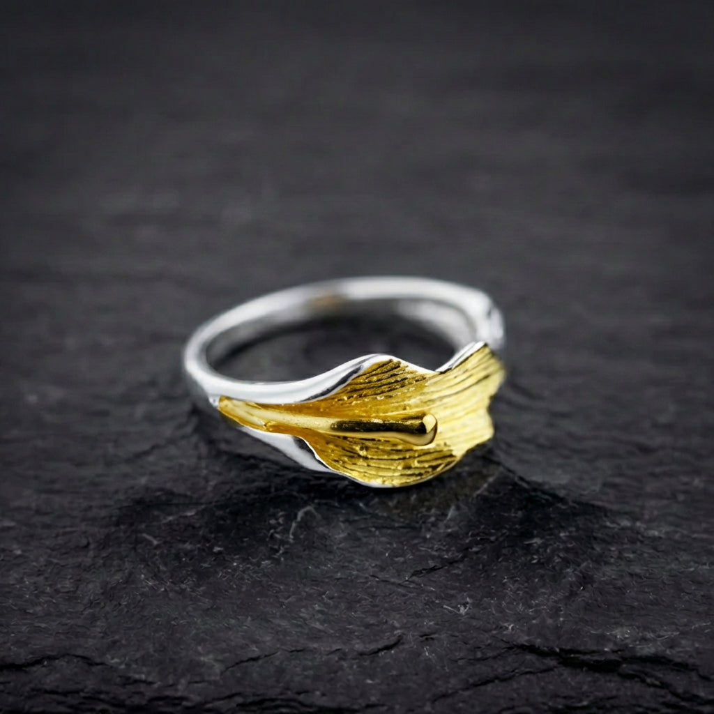 Elegant Gold Lotus Ring 09608104