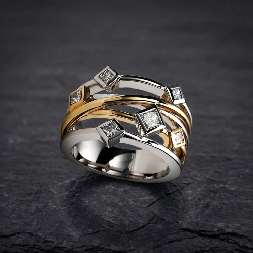 Elegant Geometric Diamond Ring 63745551