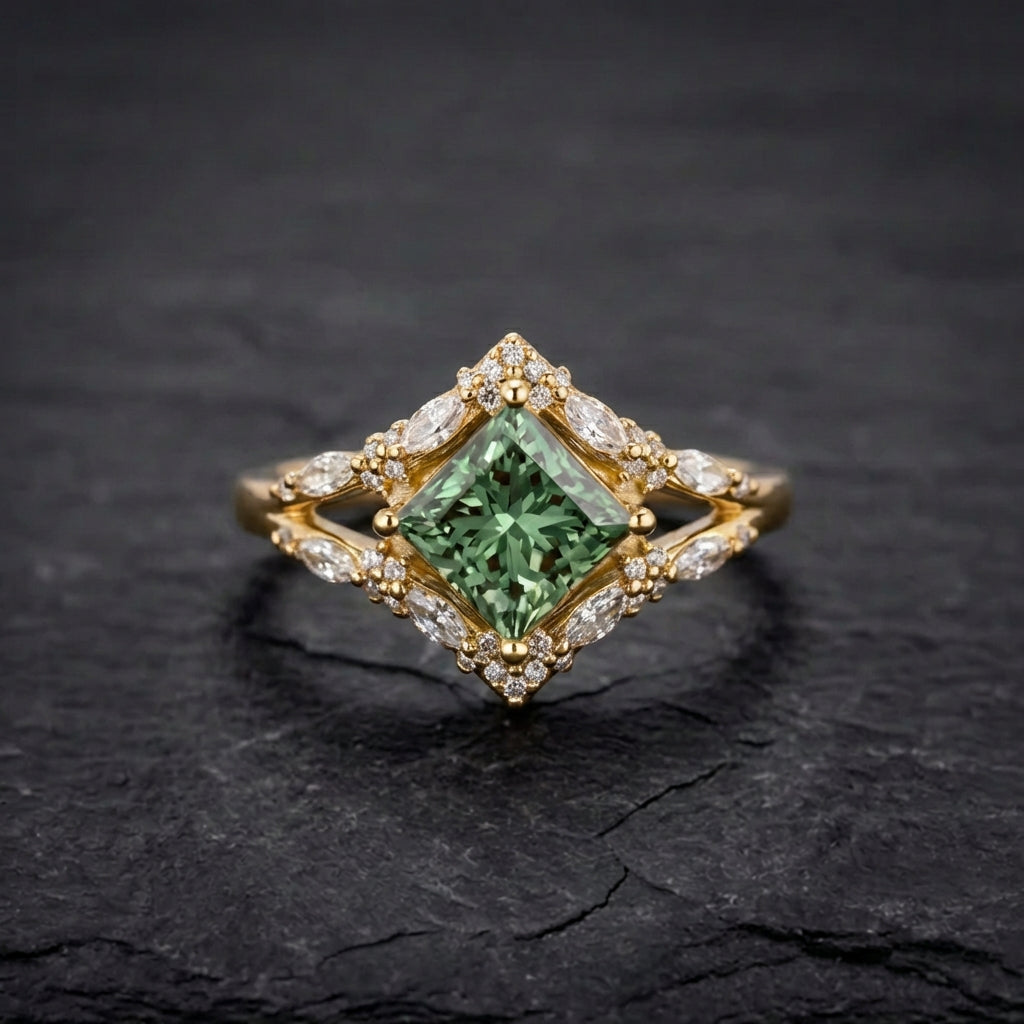 Elegant Green Stone Ring 79349592