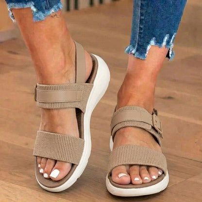 Orthopedic Canvas Sandals - Double Strap Buckle Design & Contoured Footbed