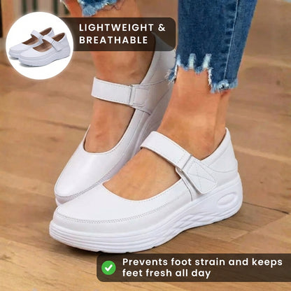 Orthopedic Leather Mary Jane Shoes - Adjustable Strap Closure & Platform Comfort Sole