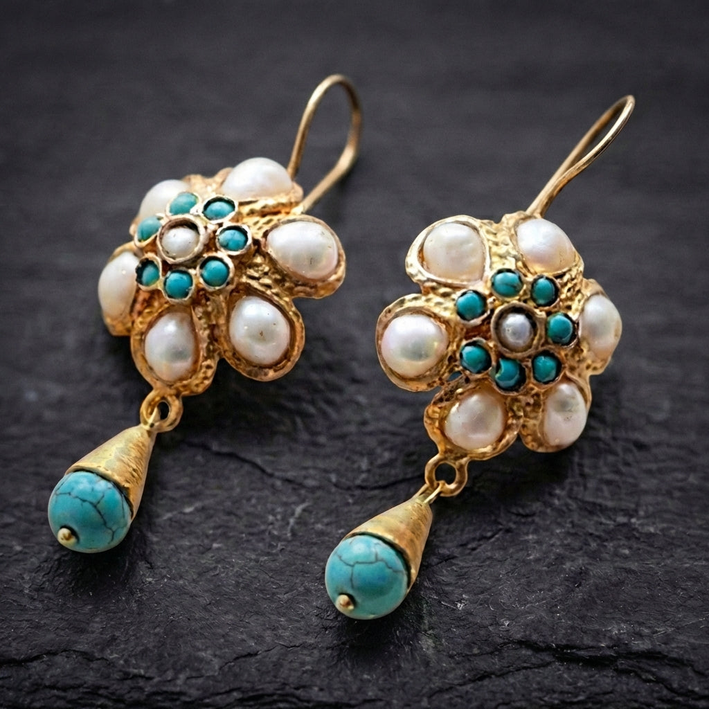 Vintage Turquoise Pearl Earrings 60604700