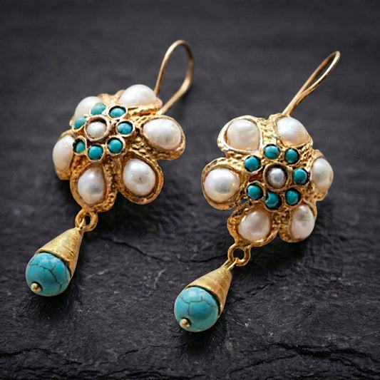 Vintage Turquoise Pearl Earrings 60604700