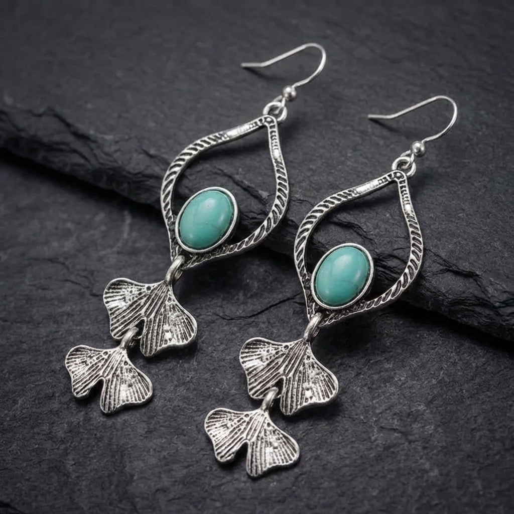 Vintage Turquoise Leaf Earrings 24817728