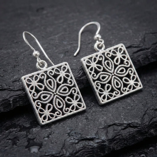 Vintage Silver Square Earrings 48895667