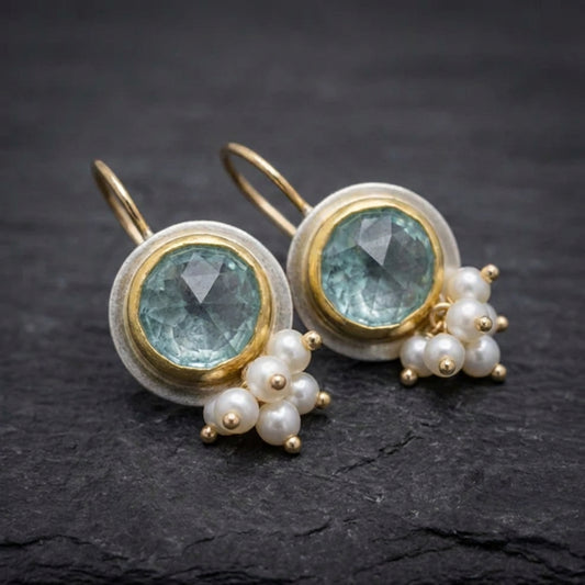 Elegant Blue Zircon Pearl Earrings 59721514