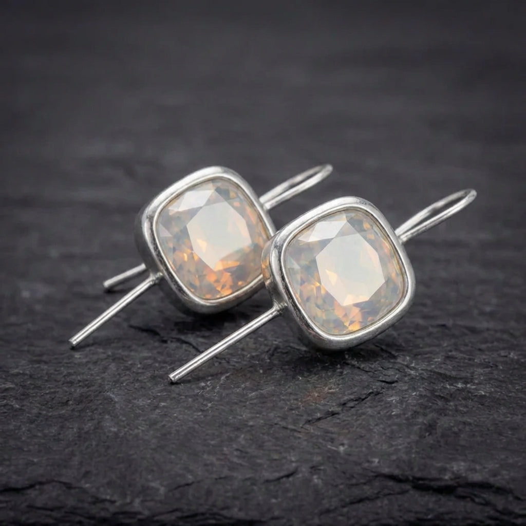 Vintage Crystal Square Earrings 02274146