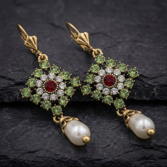Vintage Crystal Pearl Earrings 54639699