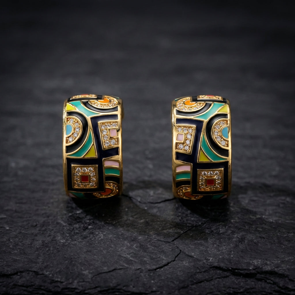 Elegant Colorful Enamel Earrings 85657518