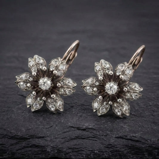 Vintage Crystal Flower Earrings 23104239