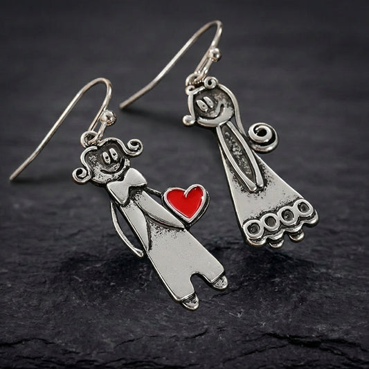 Vintage Couple Heart Earrings 65865394