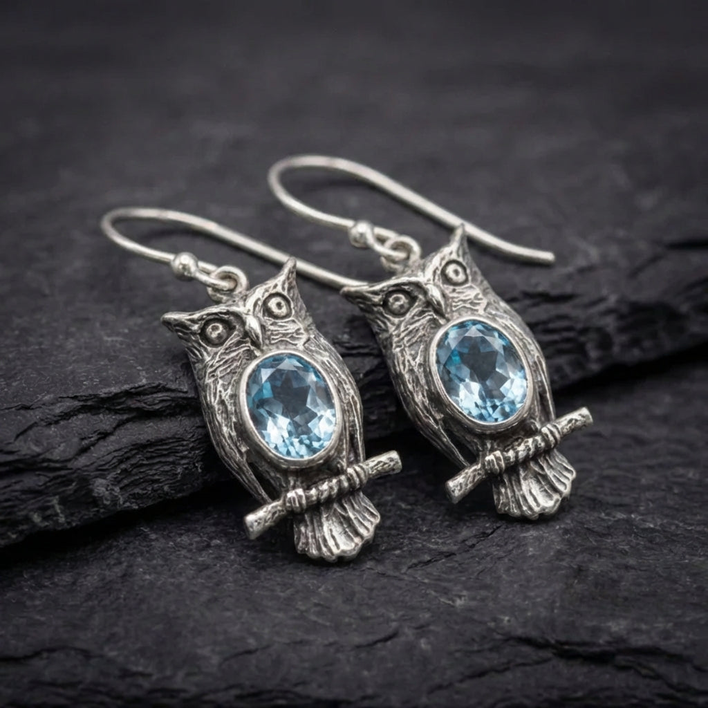 Vintage Owl Crystal Earrings 80928316