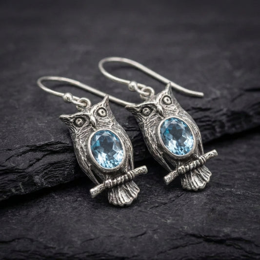 Vintage Owl Crystal Earrings 80928316