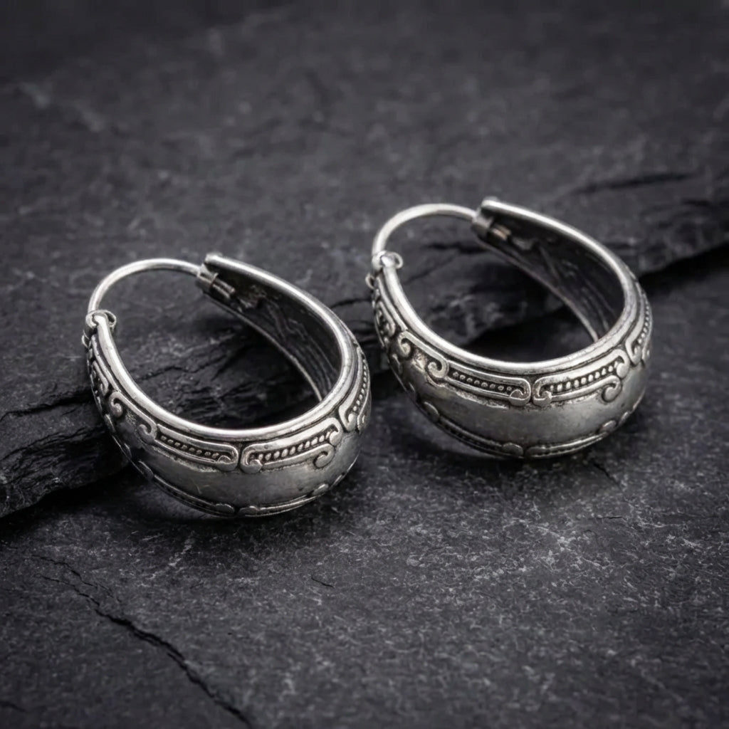Vintage Ornate Hoop Earrings 85228570