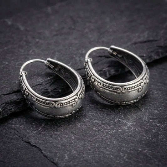 Vintage Ornate Hoop Earrings 85228570