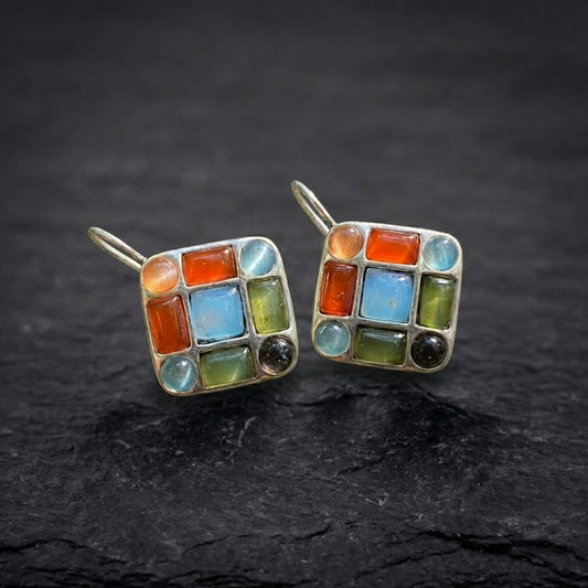 Vintage Multicolor Stone Earrings 69010460