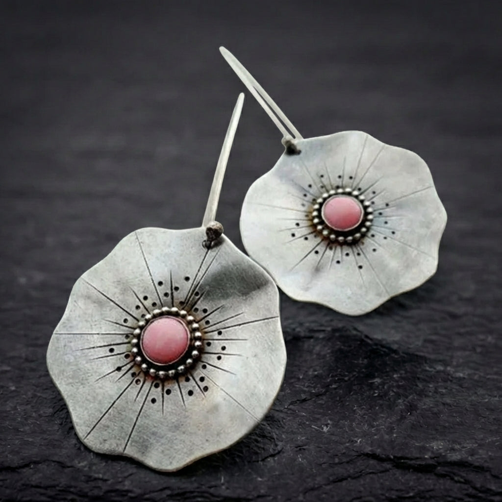 Vintage Lotus Flower Earrings 82834214