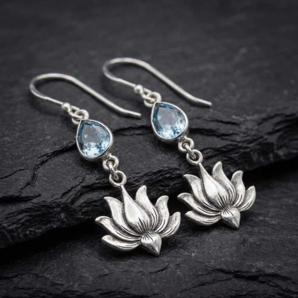 Vintage Lotus Dangle Earrings 65636114