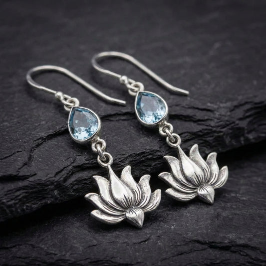 Vintage Lotus Dangle Earrings 65636114