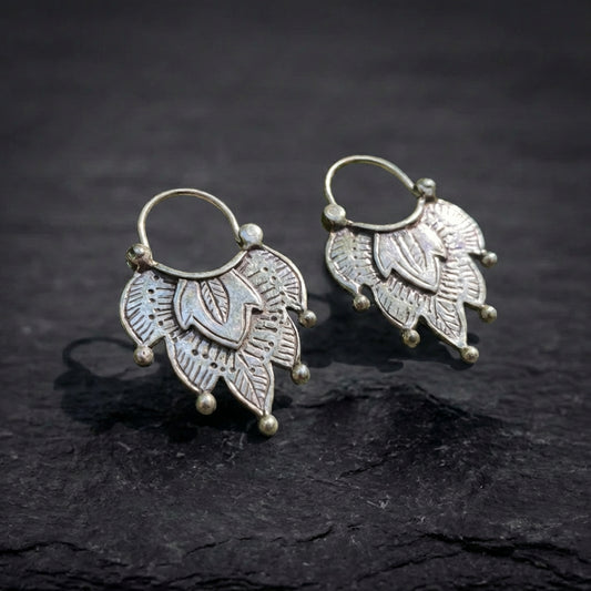 Vintage Leaf Hoop Earrings 57650601