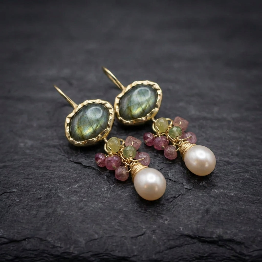 Vintage Labradorite Pearl Earrings 89851588