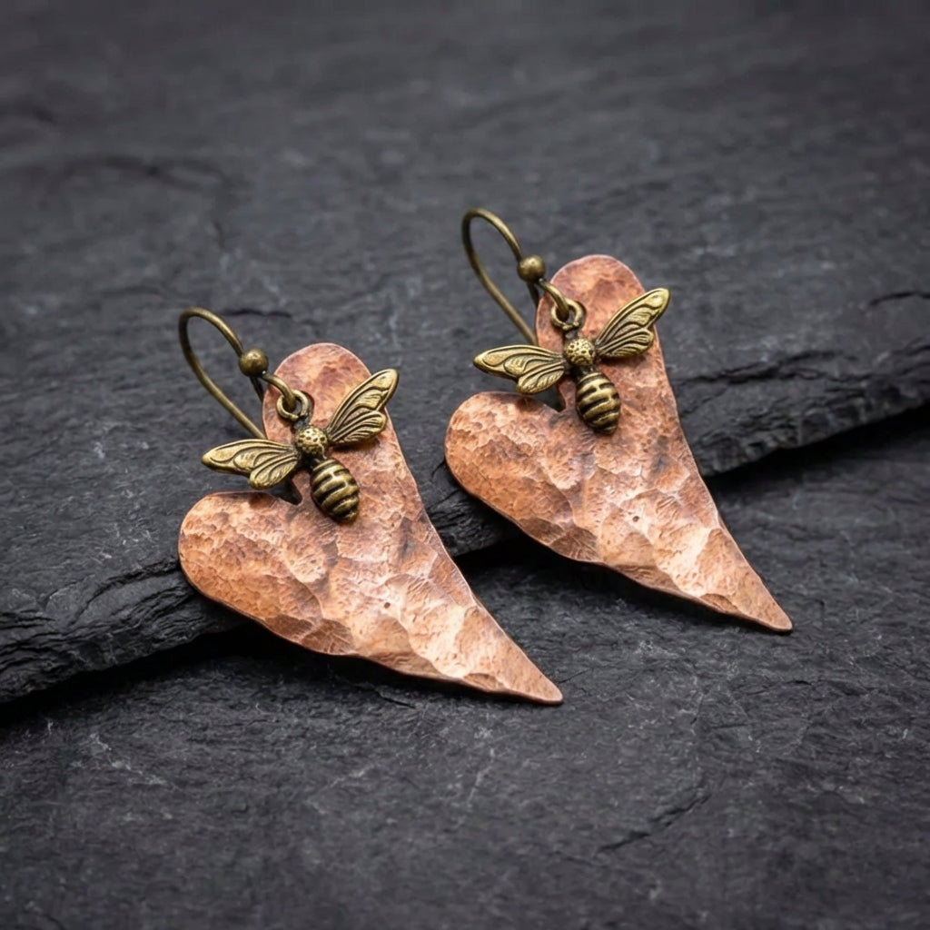 Vintage Honeybee Heart Earrings 84598333