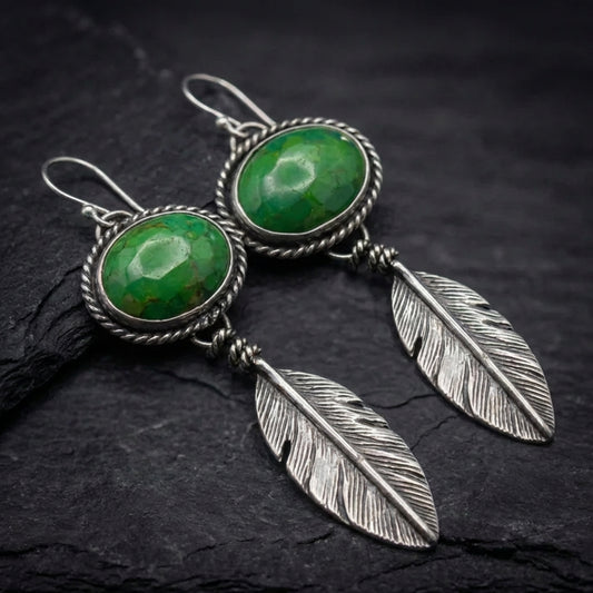 Vintage Green Stone Earrings 68982511