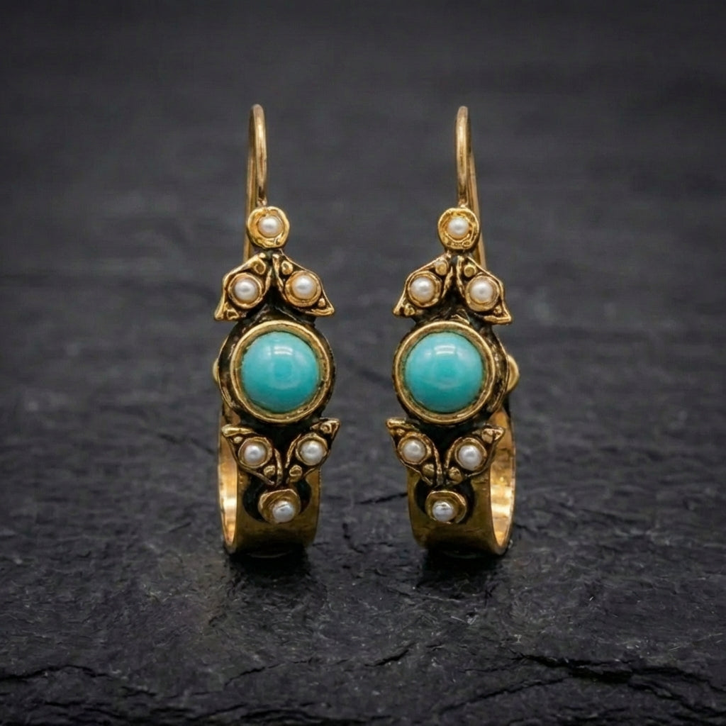 Vintage Green Stone Earrings 67108216