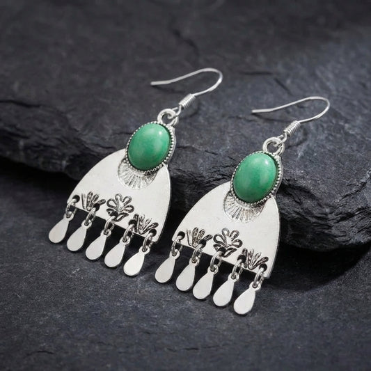 Vintage Green Stone Earrings 55190892