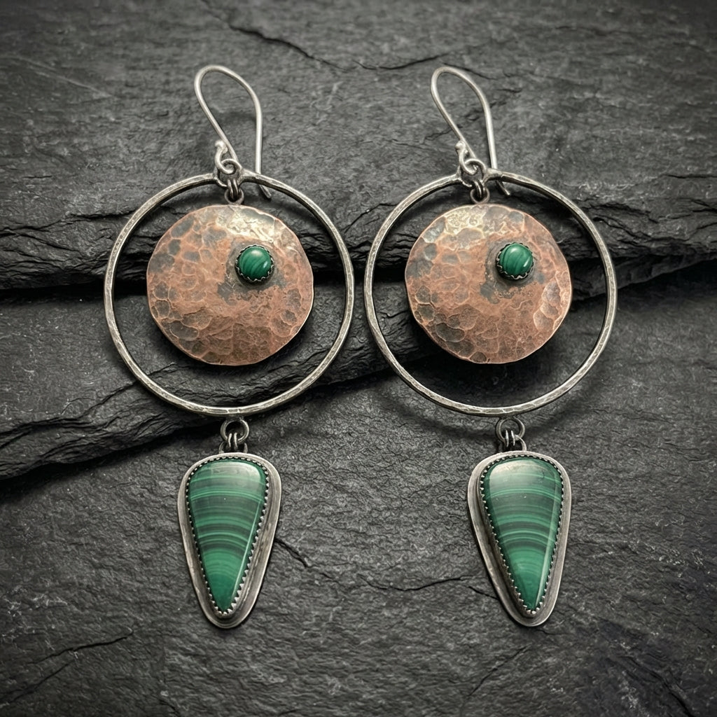 Vintage Green Stone Earrings 44087293