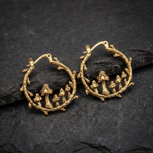 Vintage Golden Mushroom Earrings 02329710