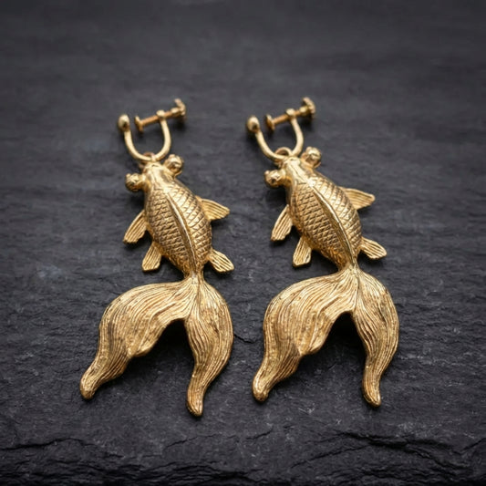 Vintage Gold Fish Earrings 35052497