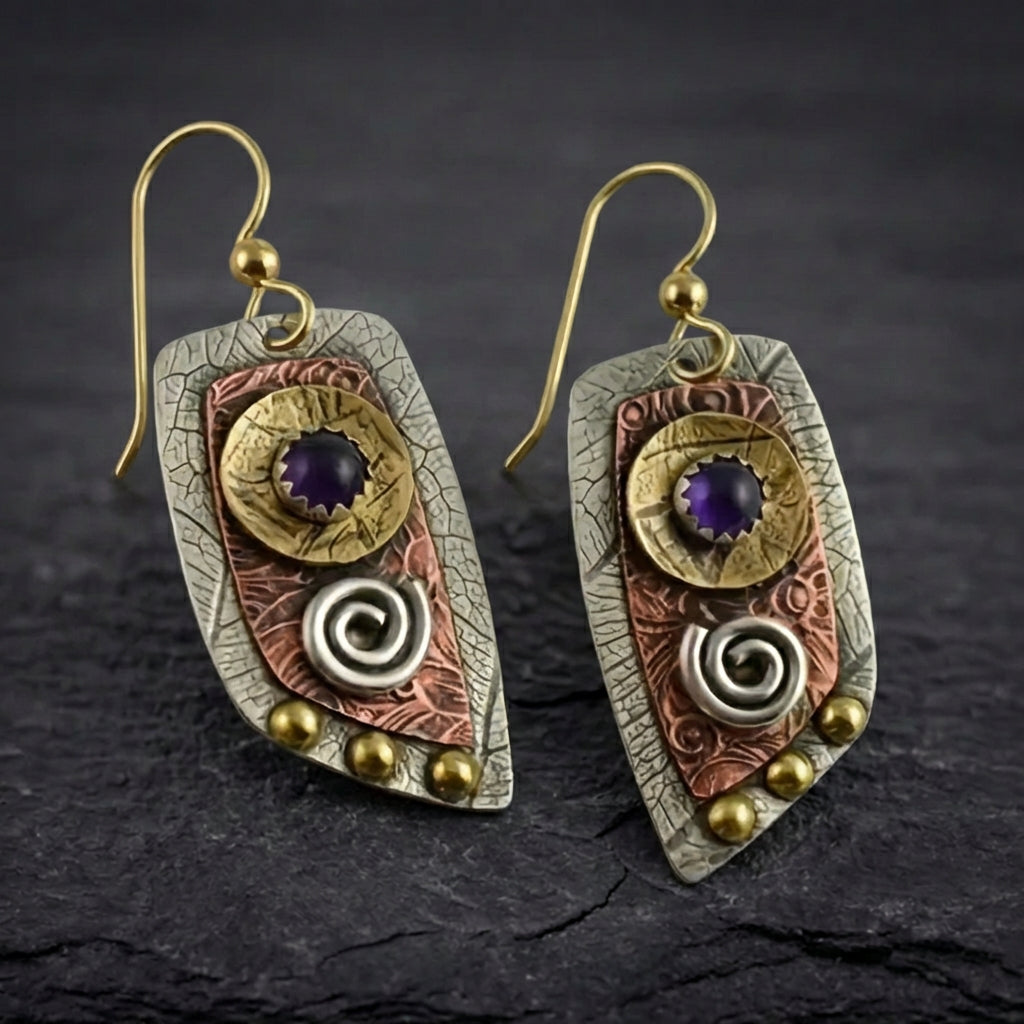 Bohemian Amethyst Drop Earrings 82695254
