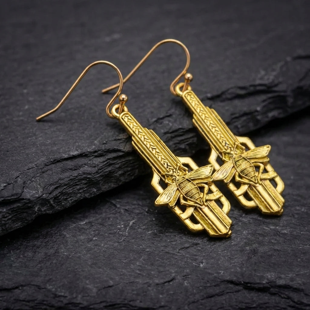 Vintage Gold Bee Earrings 64039489