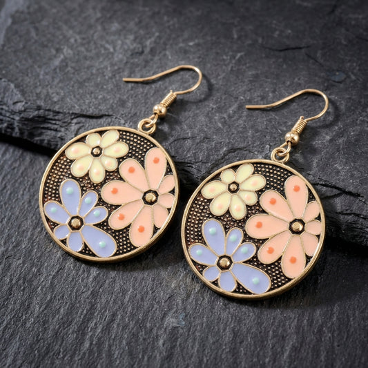 Bohemian Enamel Flower Earrings 93466408