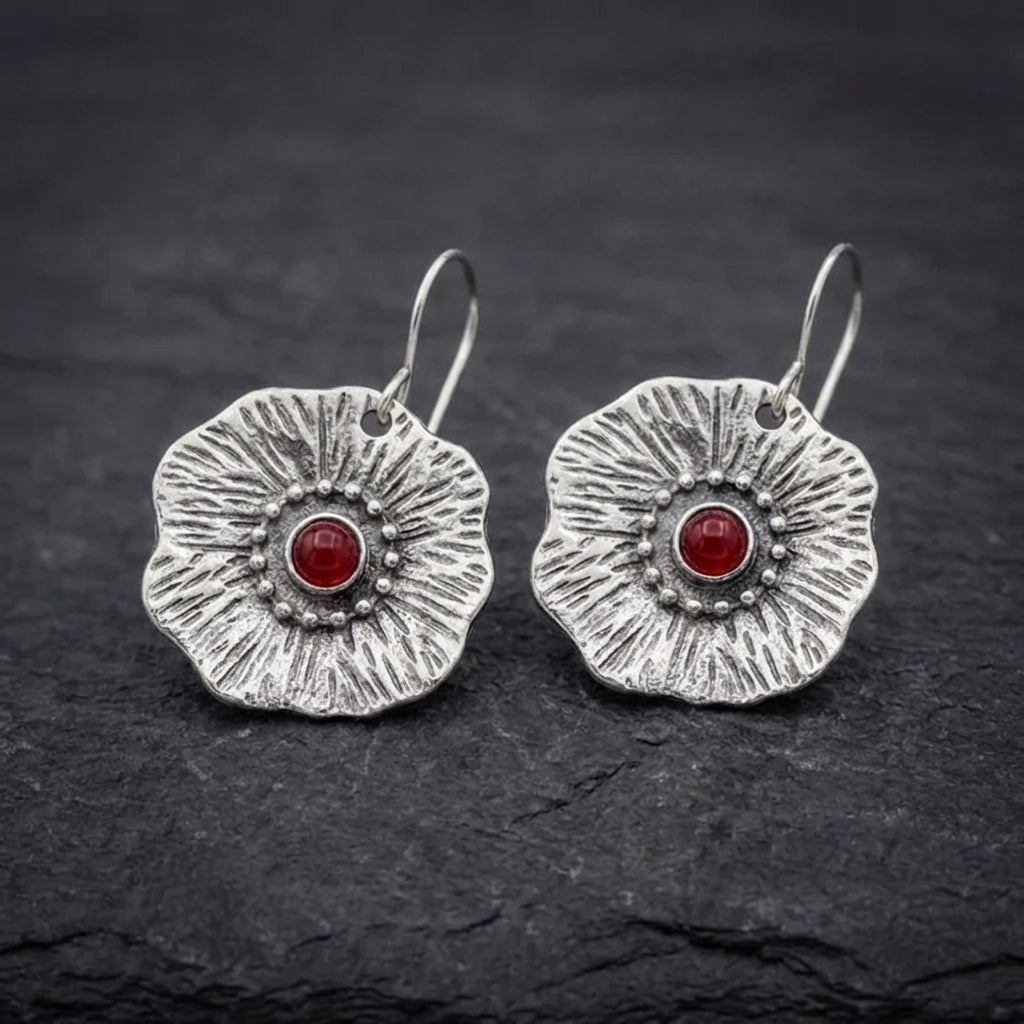 Vintage Flower Red Earrings 43370349