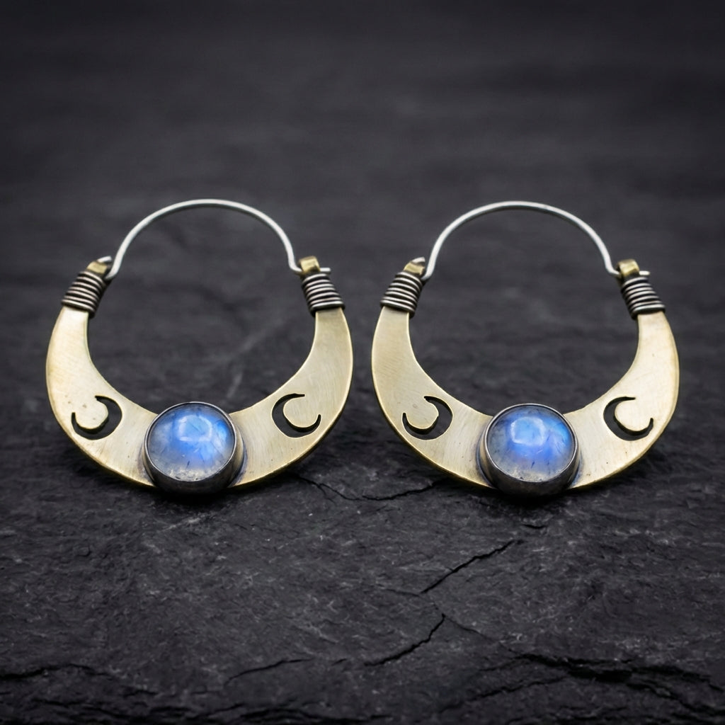 Bohemian Moon Stone Earrings 48020063