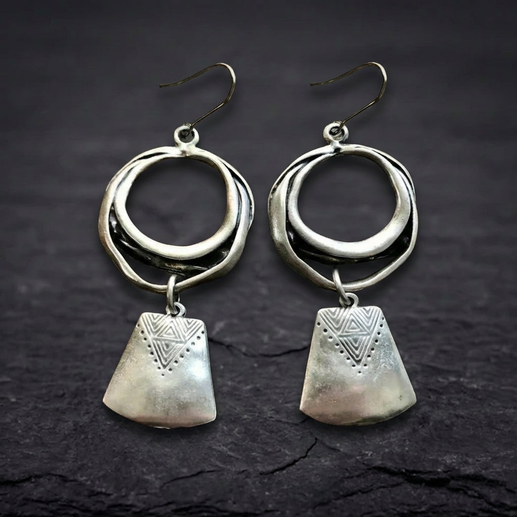 Bohemian Silver Geometric Earrings 84090593