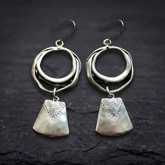 Bohemian Silver Geometric Earrings 84090593