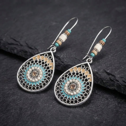 Bohemian Turquoise Flower Earrings 71818755