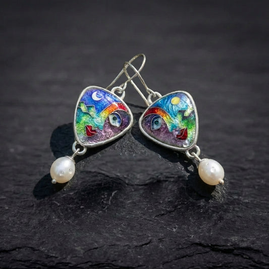 Vintage Enamel Face Earrings 59422286