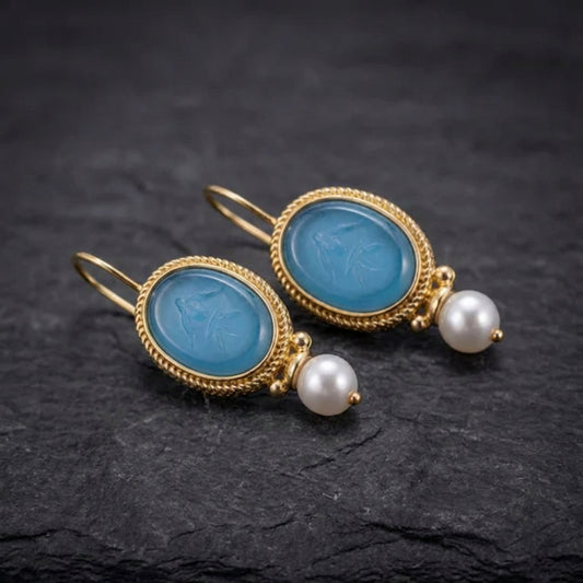 Elegant Aqua Pearl Earrings 95672778