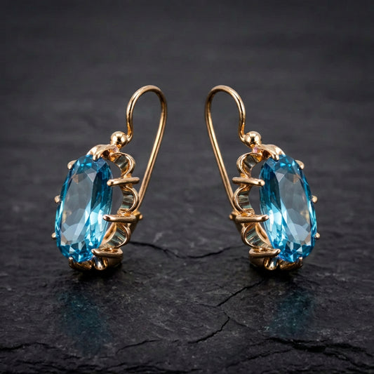 Elegant Blue Zircon Earrings 62655416
