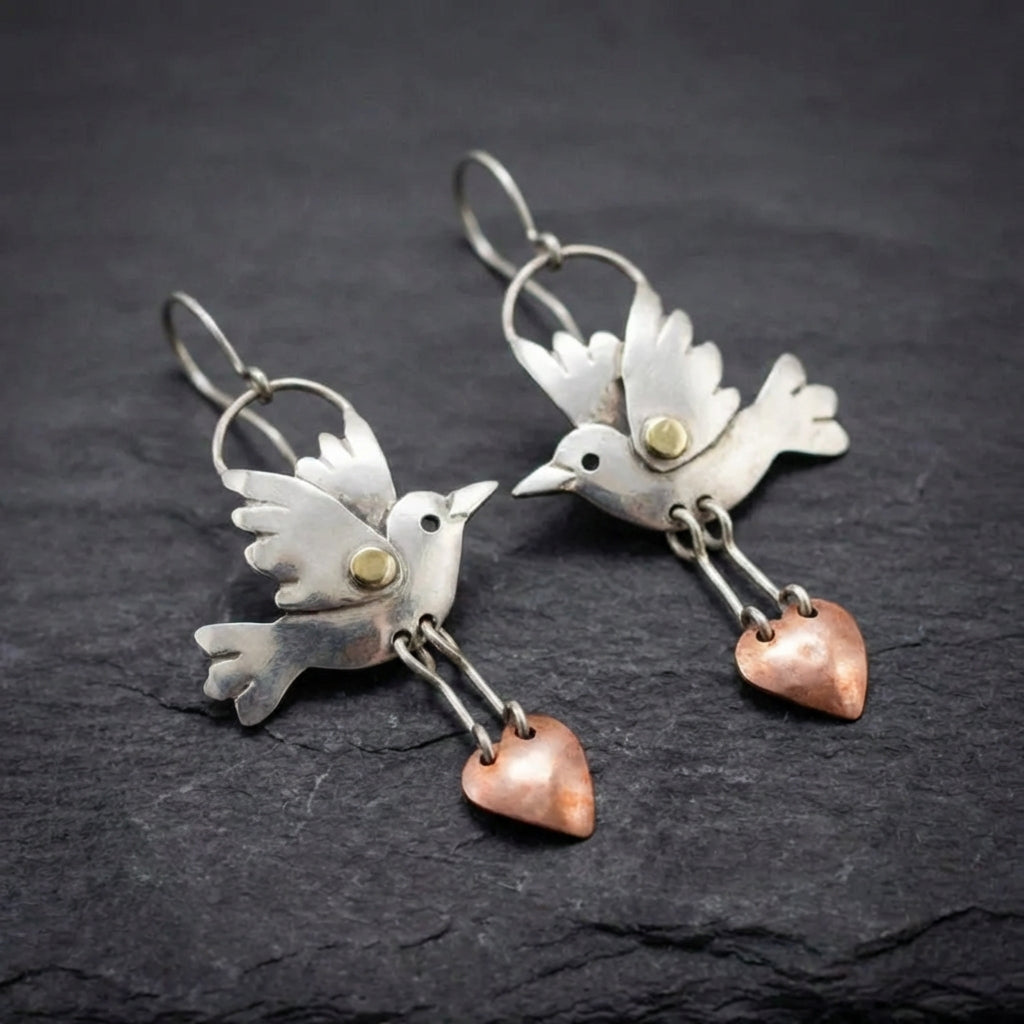 Romantic Bird Heart Earrings 12194161
