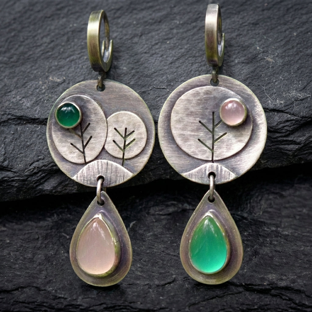Handmade Tree Agate Earrings 98348076