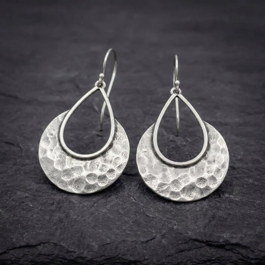 Hammered Silver Dangle Earrings 70742997