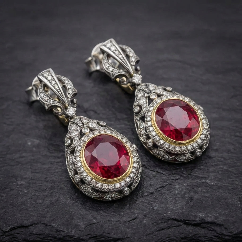 Elegant Ruby Dangle Earrings 95832598