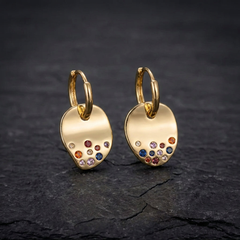 Elegant Gold Zircon Earrings 26680889